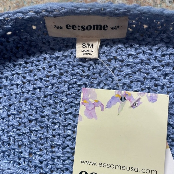 Eesome crewneck knit blue sweater side vents women’s size S - Picture 7 of 9